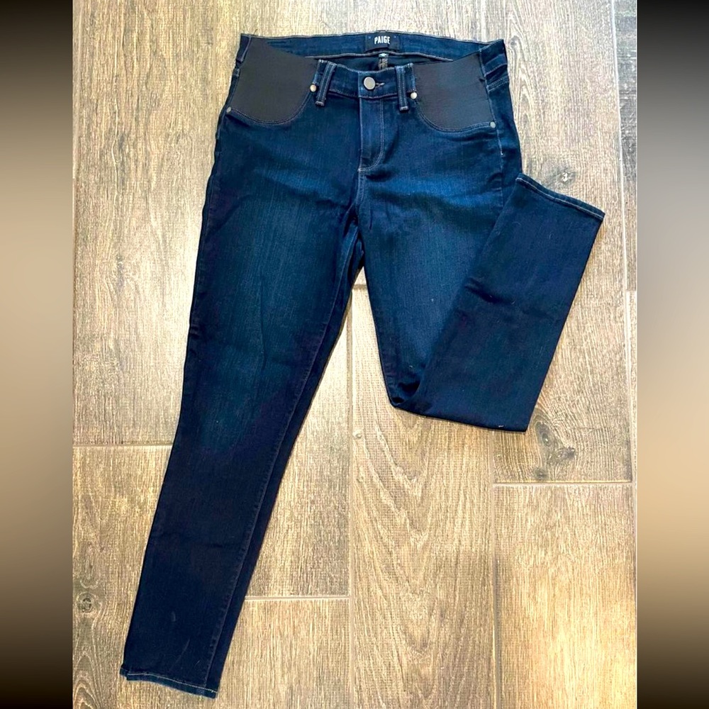 Paige Maternity Jeans, Skinny Ankle, Sz 30, Indigo / Dark Blue